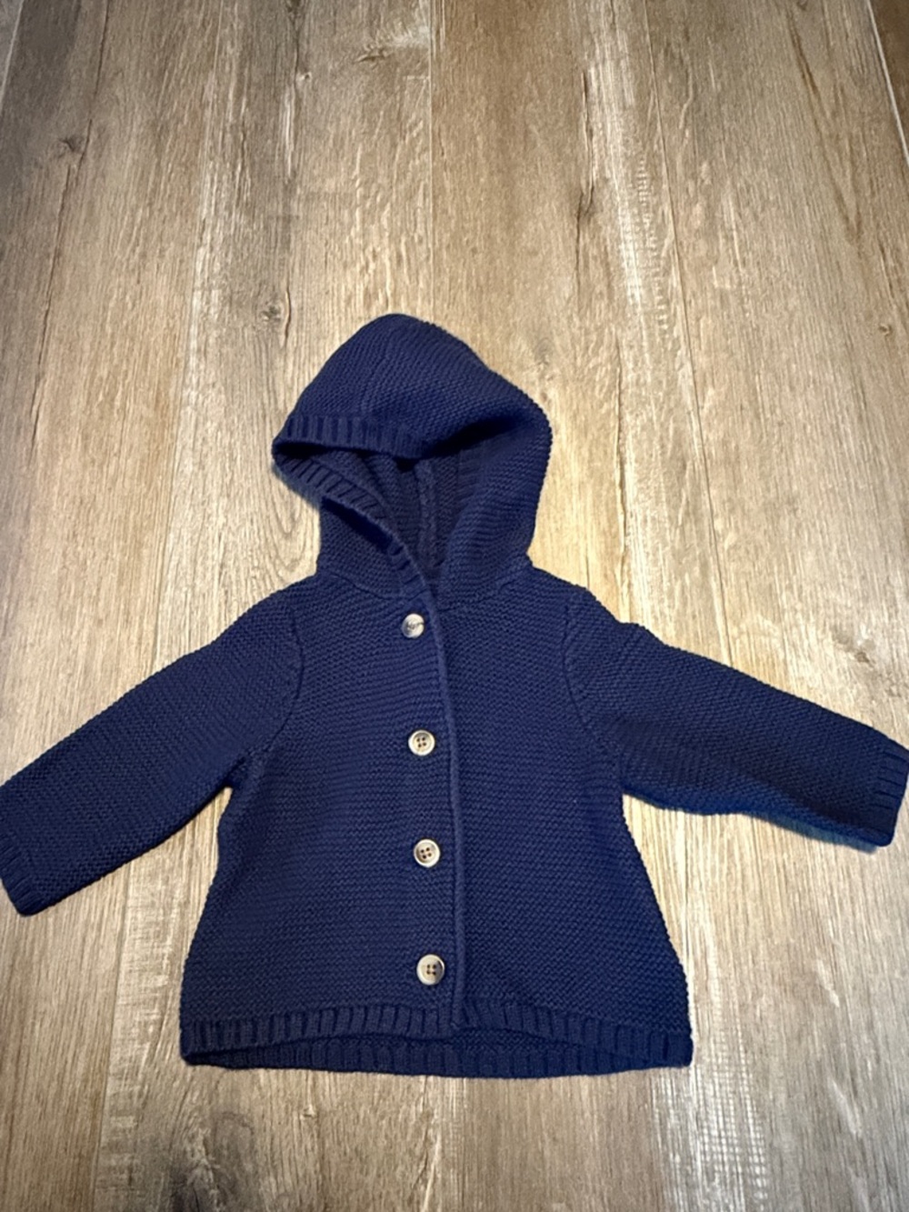 Old Navy Dark Navy Knit Hooded Baby Cardigan